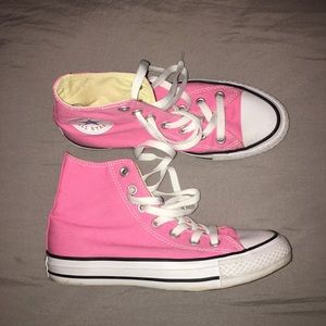 bright pink hightop converse